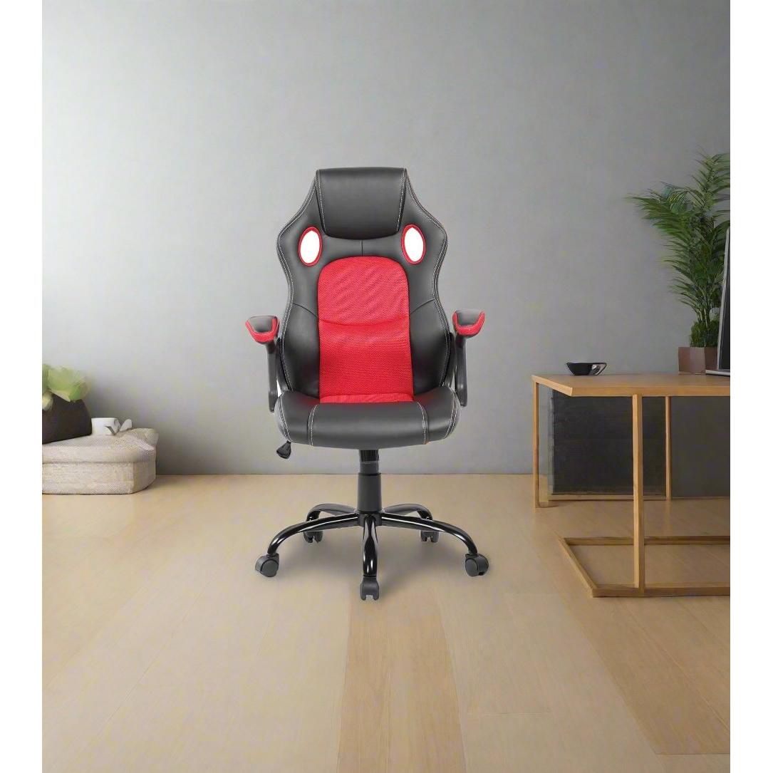 Rotatable Gaming PU Leather Office Armchair - Black, Green, Red | Ergonomic Study Chair for Home Office | Gaming Setups, Home Offices, Study Rooms.