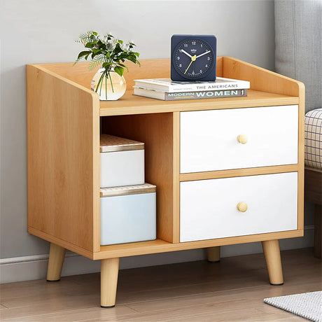 Modern Wooden Nightstand Minimalist Bedside Table with Solid Wood Legs (43 x 30 x 48cm), Stylish & Practical End Side Table for Home Furniture