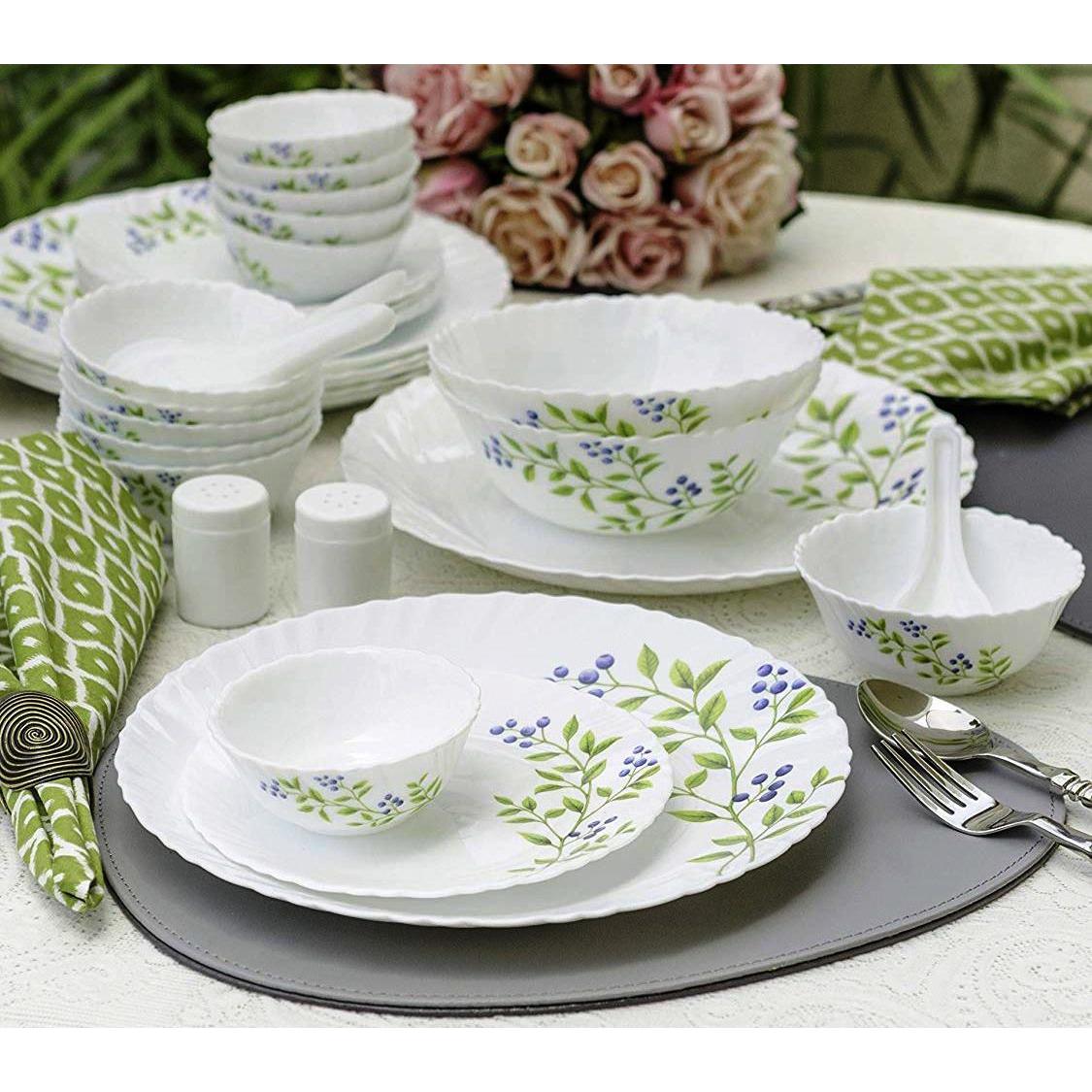 39 pcs Classique Dinner Set | Lush Green | Vibrant and Sophisticated | Porcelain