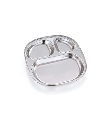 40 Piece No. 2 Oval Stainless Steel Pav Bhaji Plates Set | Partition Plates for MultiItem Serving | Durable & Stackable- Furaha Finds Kenya