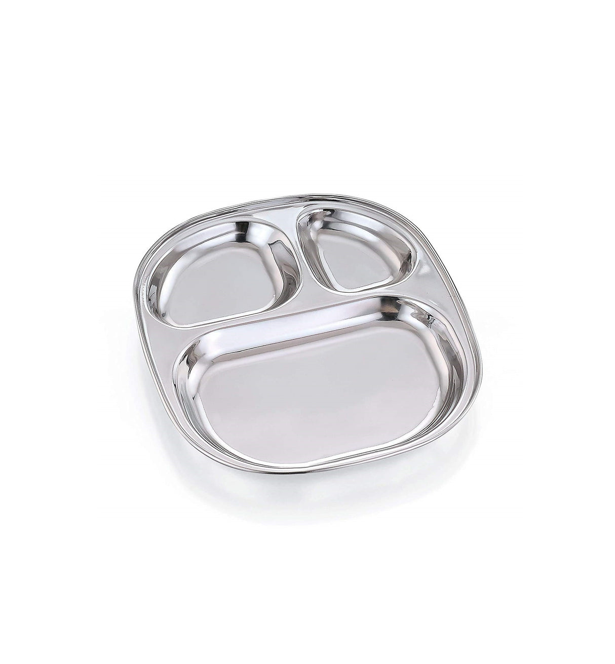 60 Piece No. 1 Oval Stainless Steel Pav Bhaji Plates Set | Multi-Partition Serving Plates | Durable & Stackable