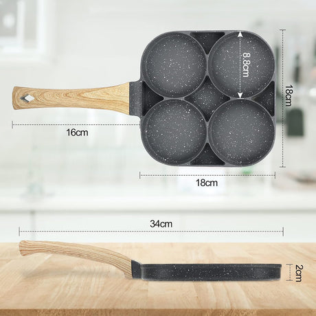 Nonstick 4 Slot Design Frying Pan | Perfect for Eggs, Pancakes | Perfect for Breakfast, Lunch, Snack Prep- Furaha Finds Kenya