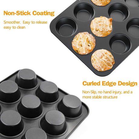 Non-slip Carbon Steel 12-Hole Cupcake Baking Tin | 12 cupcakes | Muffins, Cakes, Chocolate, Bread, Mousse, Jelly, Brownie Cupcakes- Furaha Finds Kenya