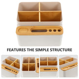 MultiPurpose Adjustable Rectangular Desktop Offfice Organizer with Dividers & Wooden Cover | White |Multipurpose Storage Organizer | Simple Tissue Box | Home Desks | Office Desks | Workspaces