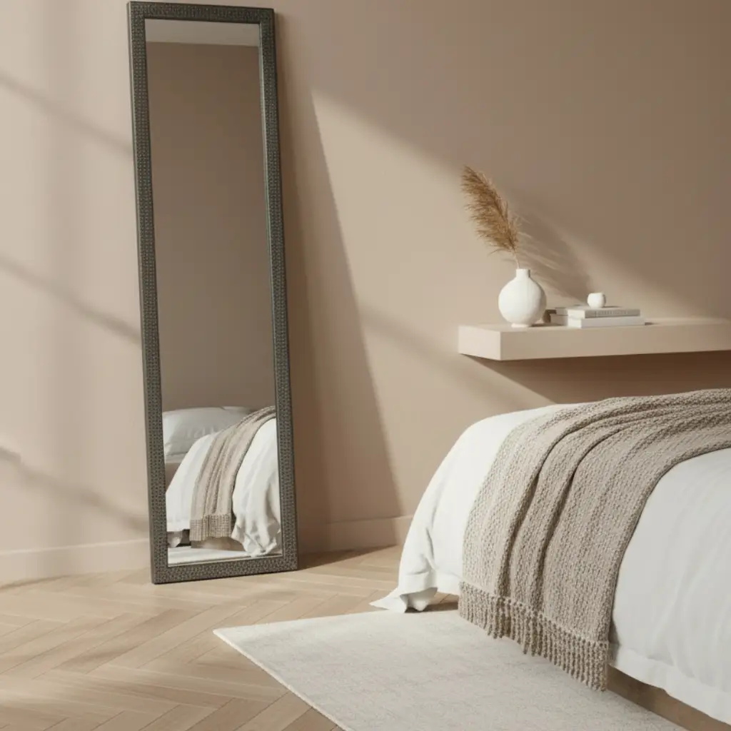 Full-Length Floor Mirror Dark Wood Frame Floor Mirrors