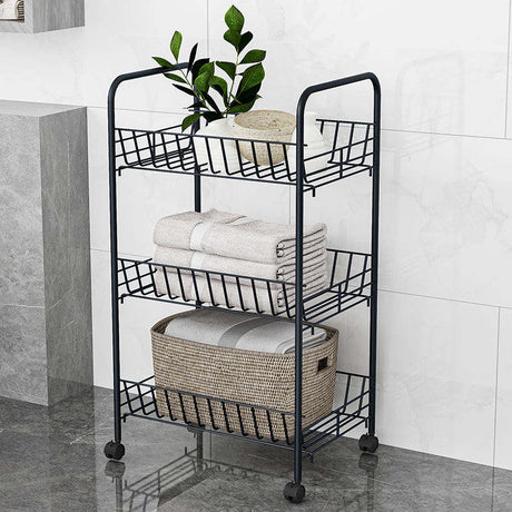 Metallic Organizer Stand with Wheels | 40cm x 26cm x 70cm- Furaha Finds Kenya