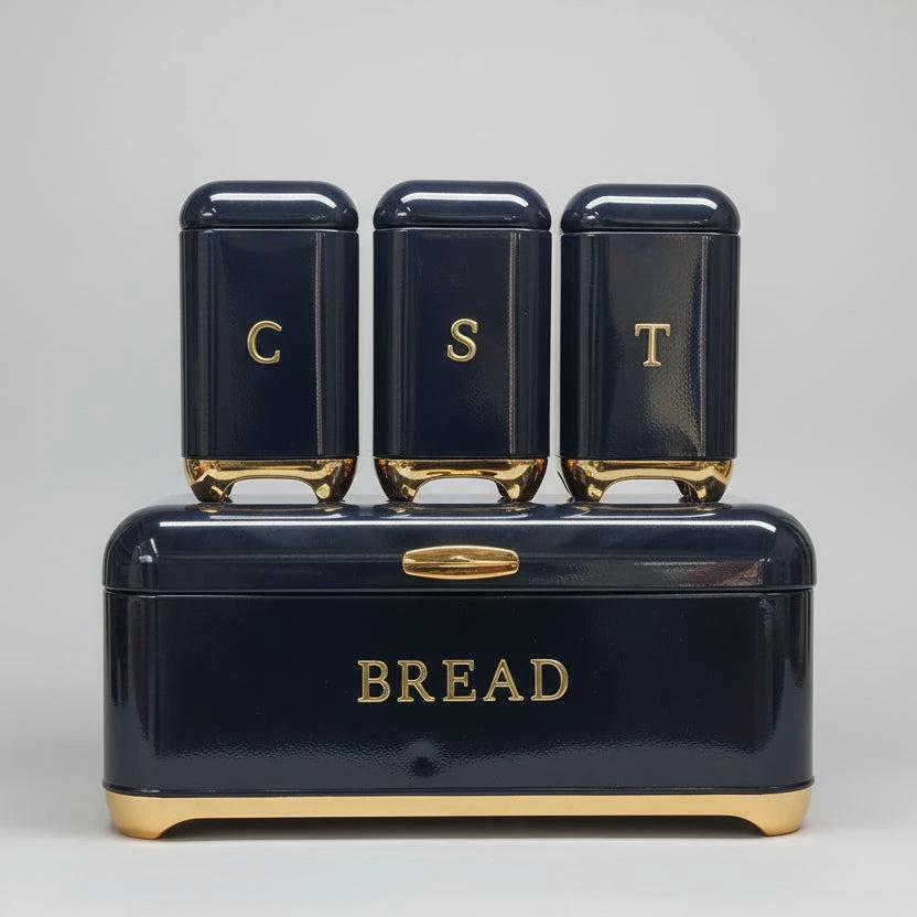 Nordic Bread Bin with Three Canister Set – Large Capacity Kitchen Storage Organizer food stora Food Storage Containers