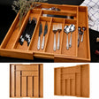 Multifunctional Big Bamboo Expandable Wooden Cutlery Drawer Organizer-Furaha Finds