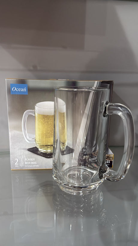 Ocean Playboy Beer Mug Set – 357ml (2 Pieces) Classic Glass Mugs- Furaha Finds Kenya