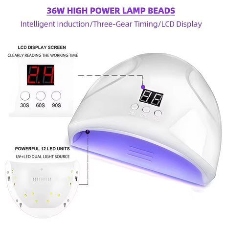 2-in-1 LED Nail Dryer & Electric Nail Kit with 5 Attachment Heads – At-Home Manicure Tool- Furaha Finds Kenya