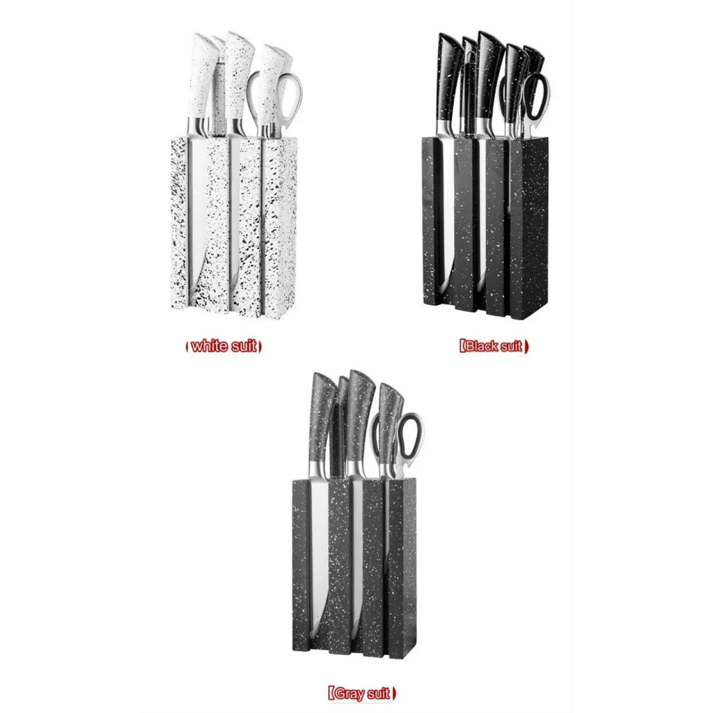7Piece Stainless Steel Knife Set with Stand – Grey, Black, White Knive set Kitchen Knives