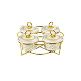 7.0" (2.8 Ltr) 4 Pcs Round Porcelain Casserole with Warmer Rack