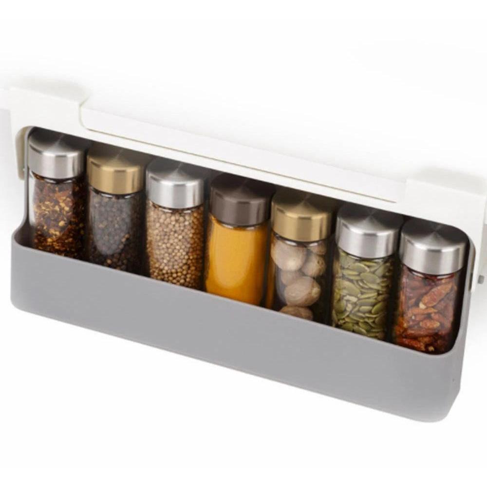 7pc Under Shelf Spice Holder Rack | Kitchen Spice Organizer | Non Perforated Seasoning Storage Solution