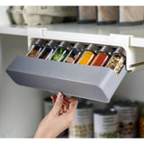 7pc Under Shelf Spice Holder Rack | Kitchen Spice Organizer | Non Perforated Seasoning Storage Solution