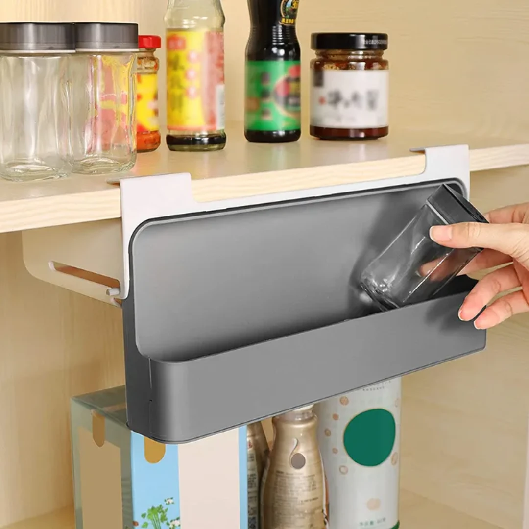 7pc Under Shelf Spice Holder Rack with Clear Jars and Black Lids for Organized Kitchen Storage Storage & Organization