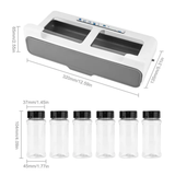 7pc Under Shelf Spice Holder Rack with Clear Jars and Black Lids for Organized Kitchen Storage Storage & Organization
