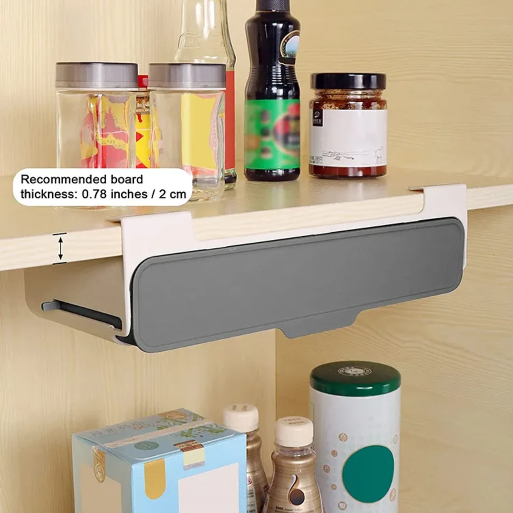 7pc Under Shelf Spice Holder Rack with Clear Jars and Black Lids for Organized Kitchen Storage Storage & Organization