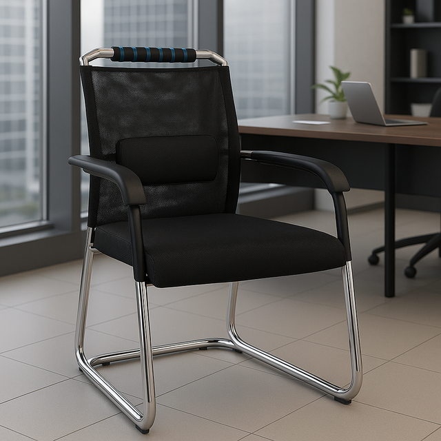8003-3 Mesh Visitor Office Chair Padded Seat with Chrome Frame & Back Support