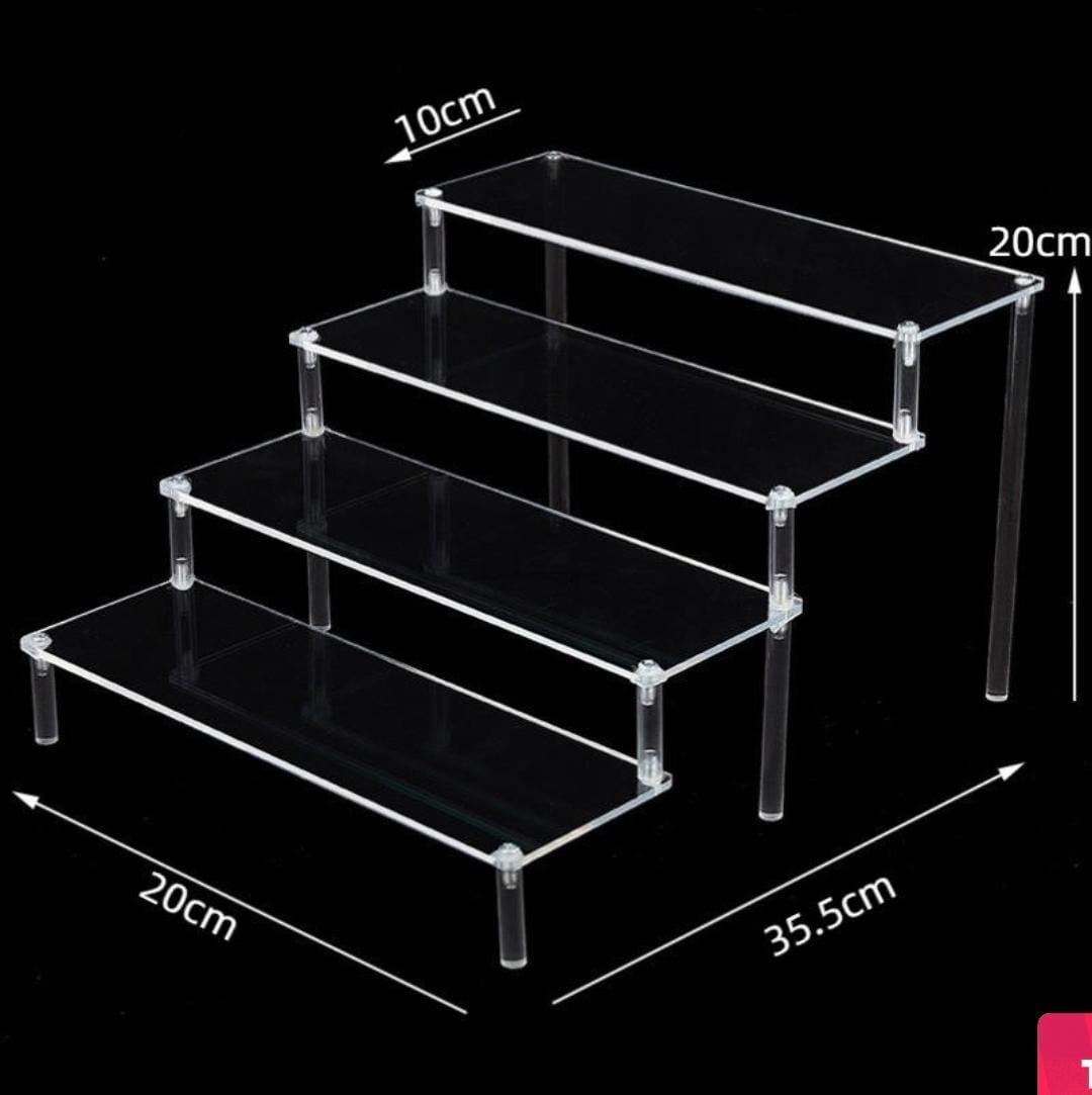 Clear Acrylic 4-Layer Perfume Stand – Tiered Display Rack (35.5x20x20cm)- Furaha Finds Kenya