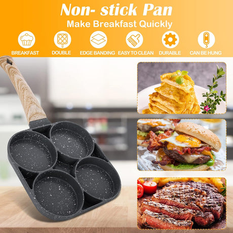 Nonstick 4 Slot Design Frying Pan | Perfect for Eggs, Pancakes | Perfect for Breakfast, Lunch, Snack Prep- Furaha Finds Kenya