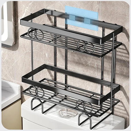Metallic Space Saving Versatile Toilet/Bathroom Storage Rack Organizer | Black, Gold, Pink, White – 34cm x 15cm x 16cm
