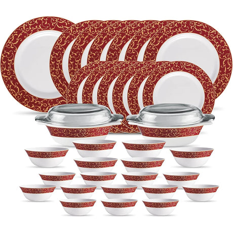 32pcs Sovrana Dinner Set | Anassa Red | Elegant Porcelain Dining Set | Complete Dinnerware for Stylish Dining- Furaha Finds Kenya