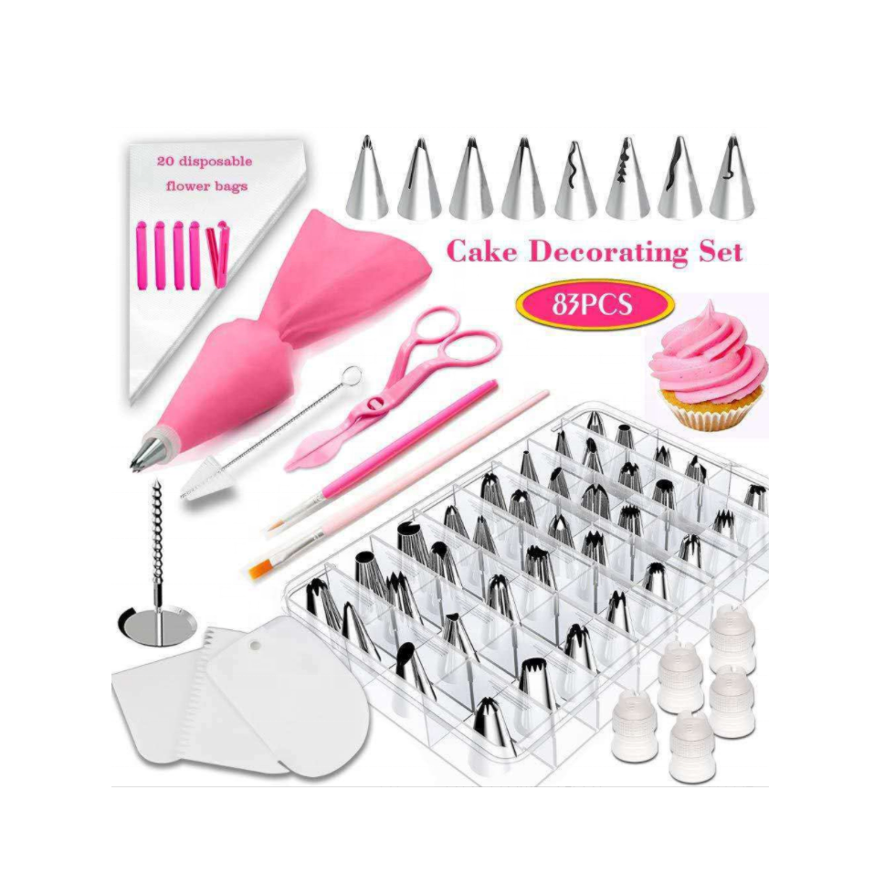 83 Piece Cake Decorator Set | Comprehensive Cake Decorating Tools | Includes Piping Tips, Nozzles, Icing Bags, Spatulas & More