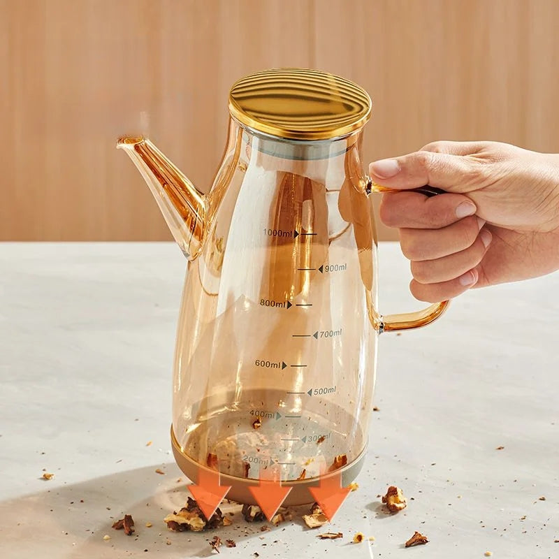 Glass Oil/Vinegar Dispenser Jar with Bamboo Lid | 1000ml Capacity with non-slip rubber base- Furaha Finds Kenya