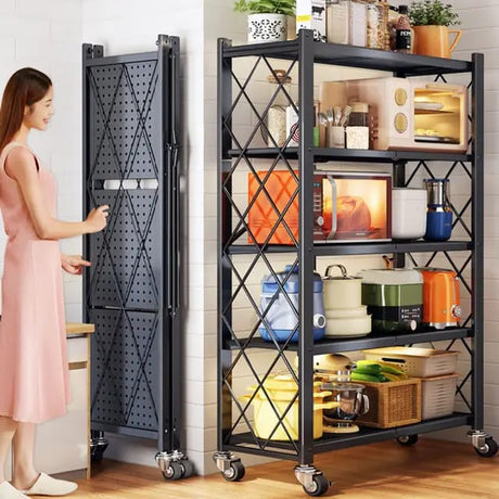 Foldable Multipurpose Rack with Shelves and Wheels – 4 Tier & 5 Tier Options