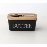 Ceramic Butter Dish with Bamboo Lid and Butter Knife - 600ml