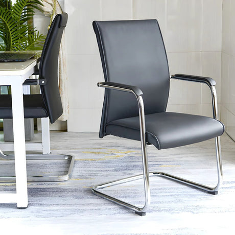 851 Leather Visitor Office Chair Sleek PU Finish with Chrome Sled Base Office Furniture