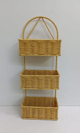 3-Layer Rattan Shower Caddy – Handwoven Water-Resistant Bathroom Organizer