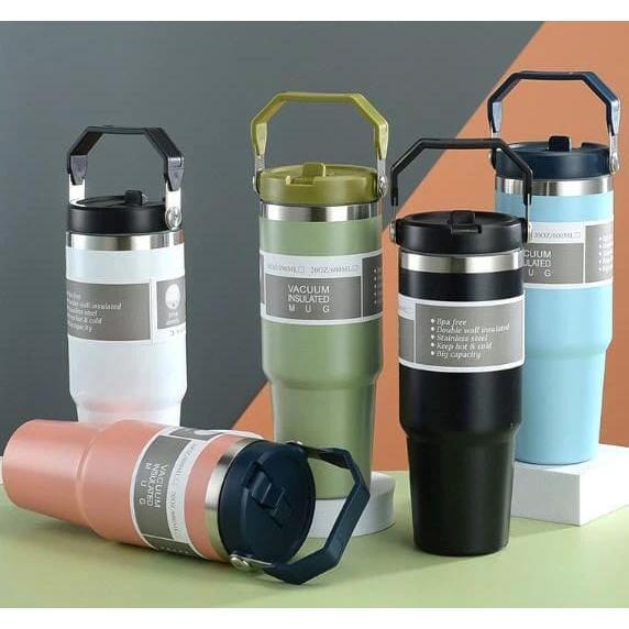 890ml Thermal Coffee Cup with Handle Double Layer Vacuum Flask & Travel Mug Thermoses