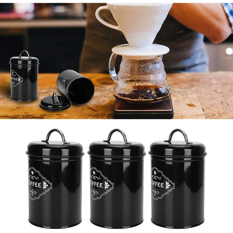 Metallic 3 piece 1.0L Capacity Coffee Storage Canisters with Stainless Steel Handle