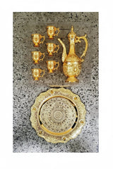 8pcs Elegant Arabic Coffee Set | Gold & Rose Gold, 1.5L Kettle tableware Coffee Sets