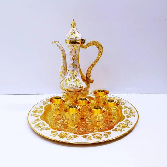 8pcs Elegant Arabic Coffee Set | Gold & Rose Gold, 1.5L Kettle tableware Coffee Sets