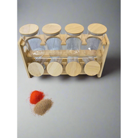 8pcs Spice Jars Set with Rotating Stand 350ml Airtight Storage Containers Kitchen Storage Spice Organizers