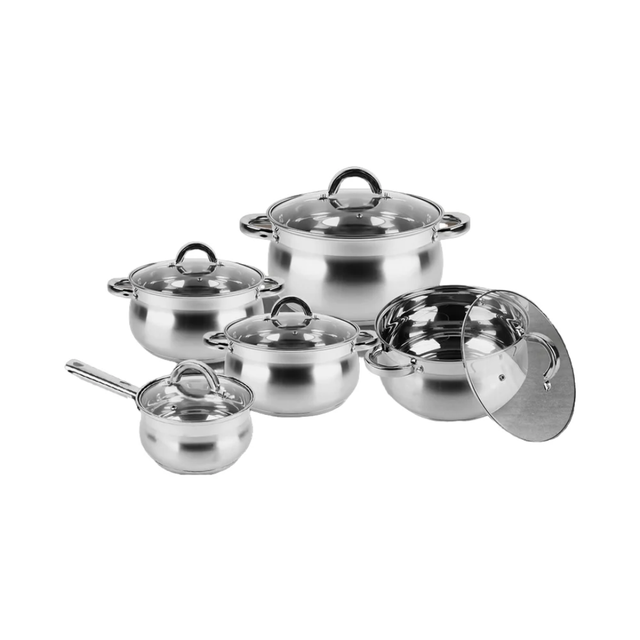 8pcs Stainless Steel Edenburg Cookware Set – Induction Bottom, Heavy Duty