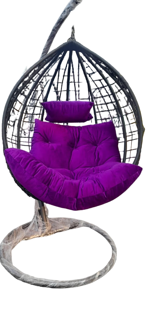 Outdoor Round Swing Chair – Hanging Basket with Cushions for Patio and Balcony