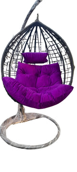 Outdoor Round Swing Chair – Hanging Basket with Cushions for Patio and Balcony
