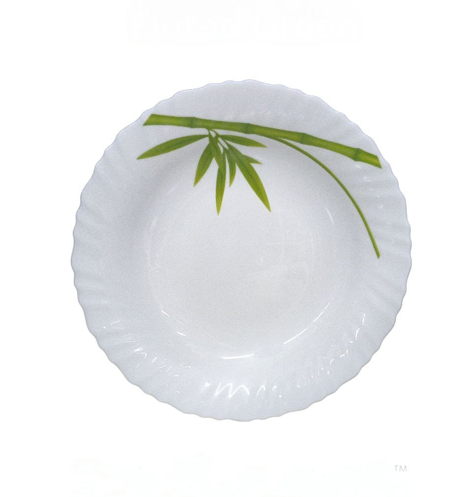 9 Inch Classique Fluted Green Glass Soup Plates 6 Sets (36 Pieces)