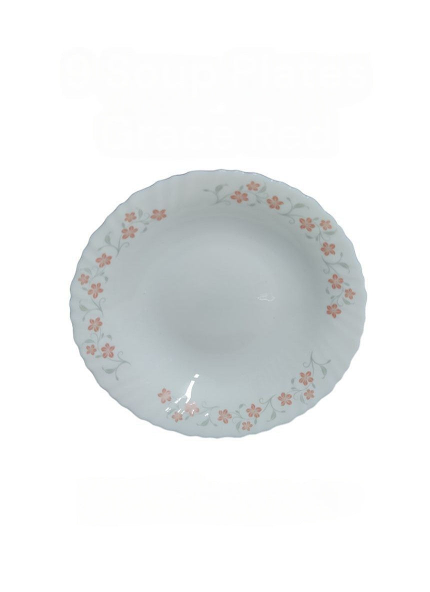 9 Inch Classique Grace Red Glass Soup Plates 6 Sets (36 Pieces)