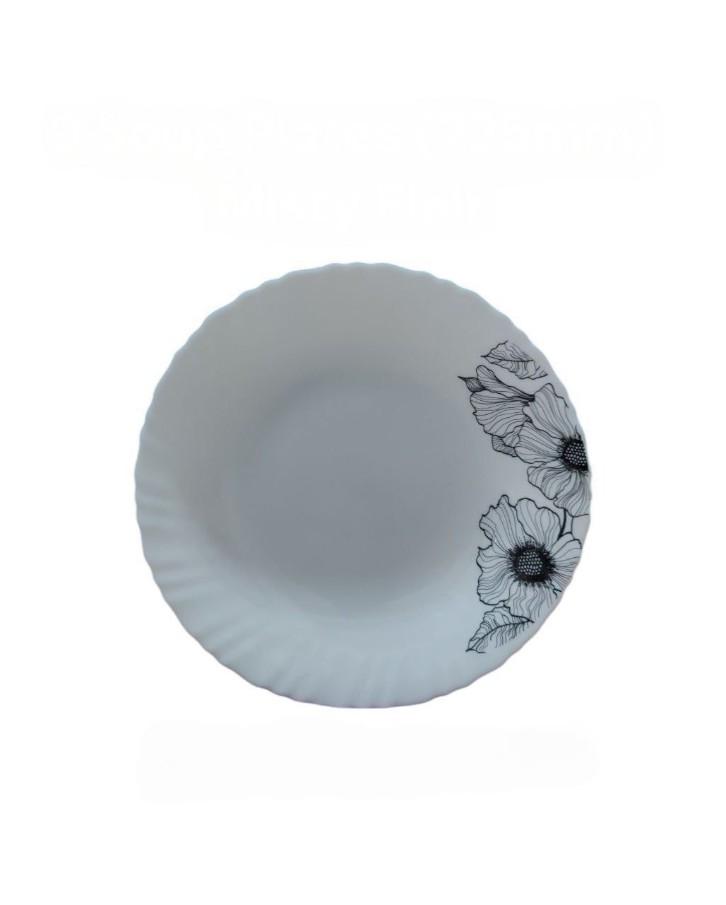 9 Inch Classique Misty Flair Glass Soup Plates 6 Sets (36 Pieces)