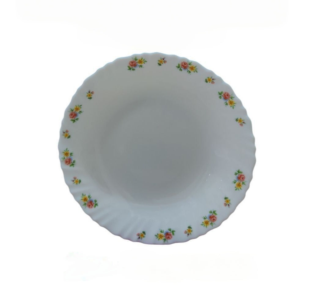 9 Inch Classique Petite Roses Glass Soup Plates 6 Sets (36 Pieces)