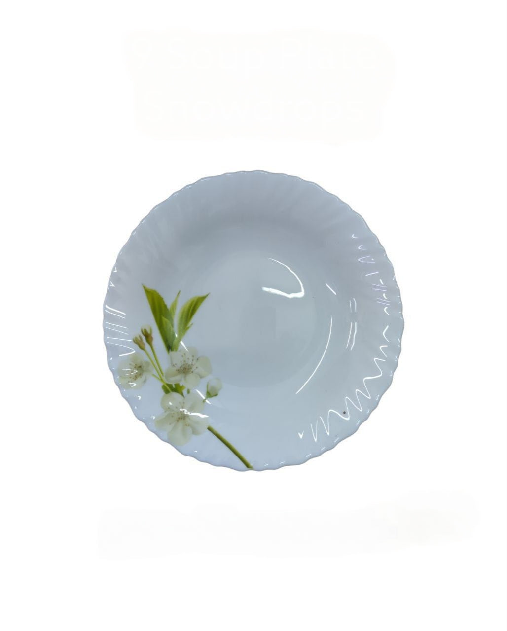 9 Inch Classique Snow Drop Glass Soup Plates 6 Sets (36 Pieces)