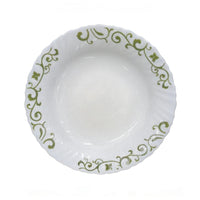 9 Inch Classique Swirls Green Glass Soup Plates 6 Sets (36 Pieces)
