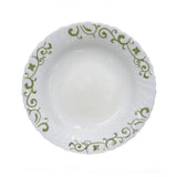 9 Inch Classique Swirls Green Glass Soup Plates 6 Sets (36 Pieces)