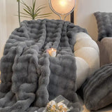Big Size Soft Bubble Winter Throw Blanket – 200×230cm Warm Plain Couch and Bed Blanket