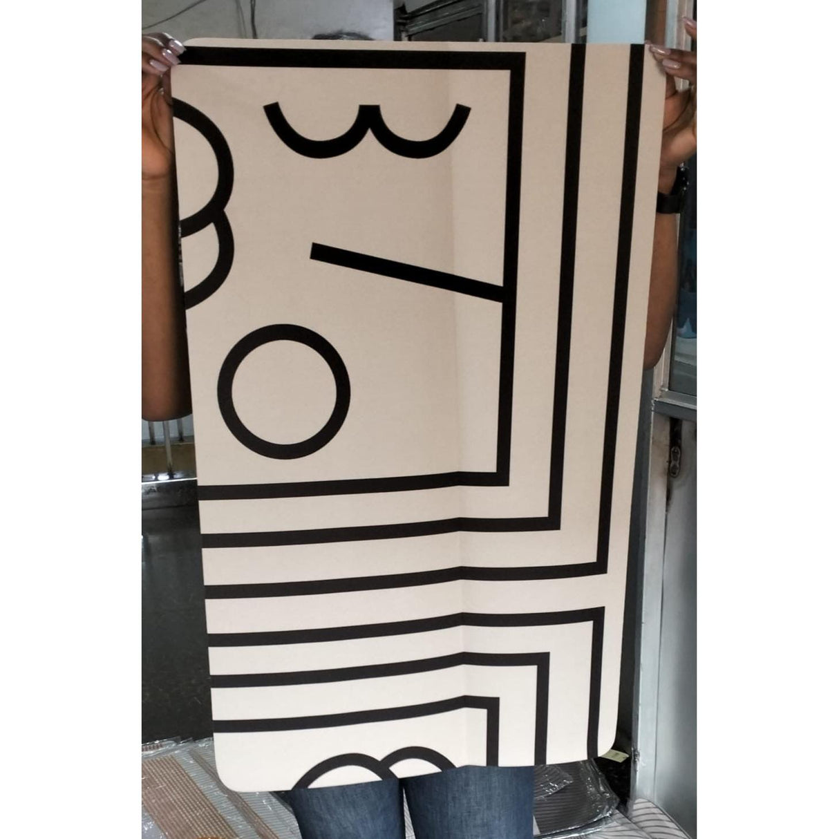 Large Geometric Pattern Door/Bath Mat – 50x80cm Anti-Slip with Rubber Bottom