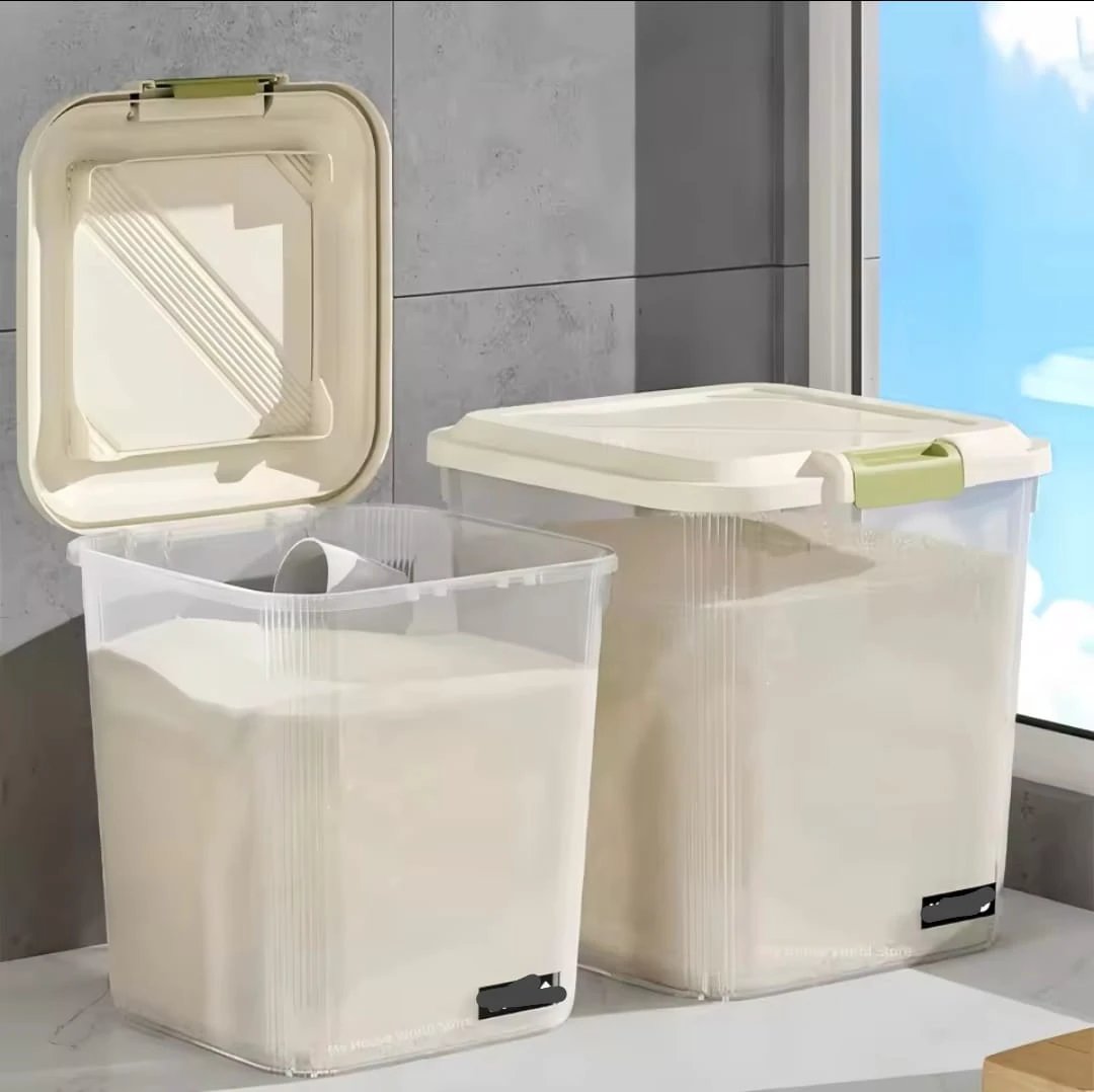 Rice Bucket and Cereal Container – 5kg & 10kg Airtight Food Storage with Scoop (Clear) food storage containers Food Storage Containers